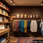 Home 22 소비자의 감정적 선호 분석 - A vibrant, cozy Spanish boutique interior filled with warm lighting, soft ambient music notes floati...